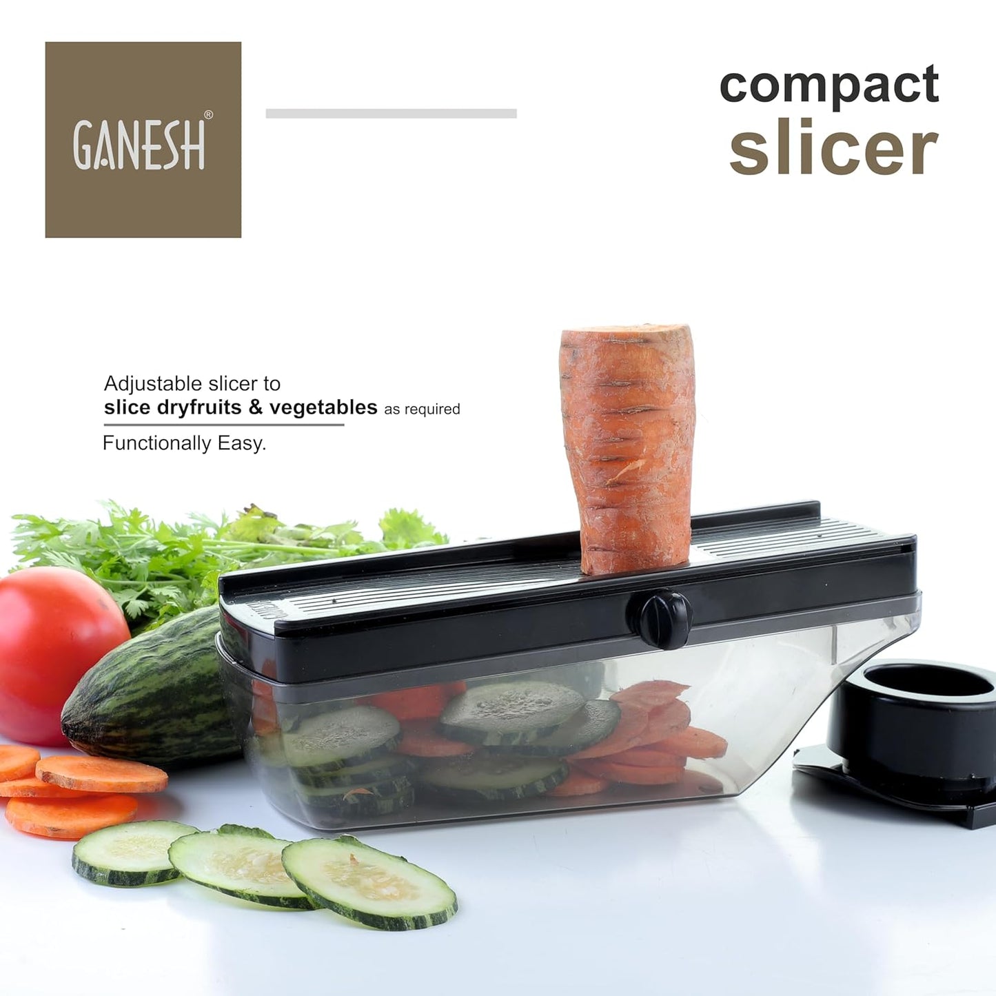 Ganesh Plastic Vegetable Slicer & Dry Fruit Cutter, Black