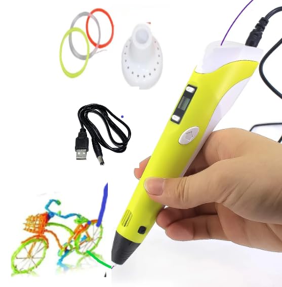 3D Pen for Kids with Adjustable Temperature - LCD Display,USB Powered, Filament Included 3D Drawing Pen 3D Printer Pen for Kids (Blue)