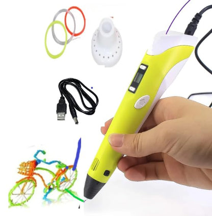 3D Pen for Kids with Adjustable Temperature - LCD Display,USB Powered, Filament Included 3D Drawing Pen 3D Printer Pen for Kids (Blue)