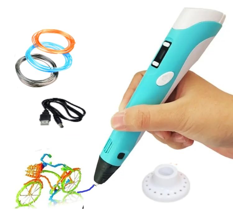 3D Pen for Kids with Adjustable Temperature - LCD Display,USB Powered, Filament Included 3D Drawing Pen 3D Printer Pen for Kids (Blue)