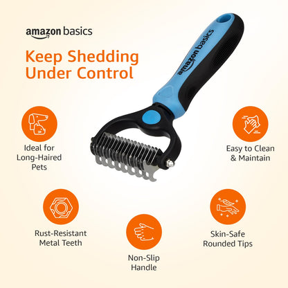Amazon Basics Self Cleaning Slicker Pet Grooming Brush | Pet Cleaning Tool Suitable for All Pets | Rectangular Shape