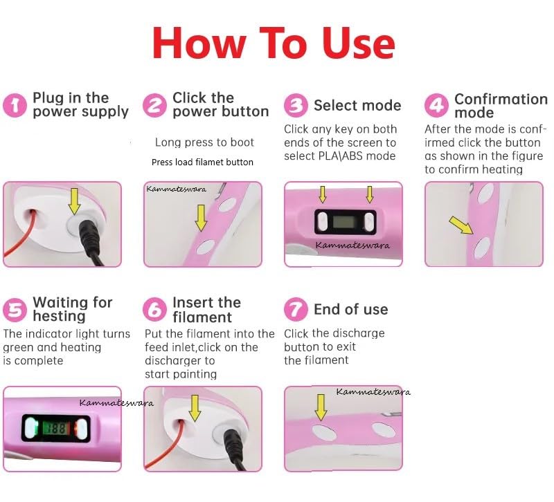 3D Pen for Kids with Adjustable Temperature - LCD Display,USB Powered, Filament Included 3D Drawing Pen 3D Printer Pen for Kids (Blue)