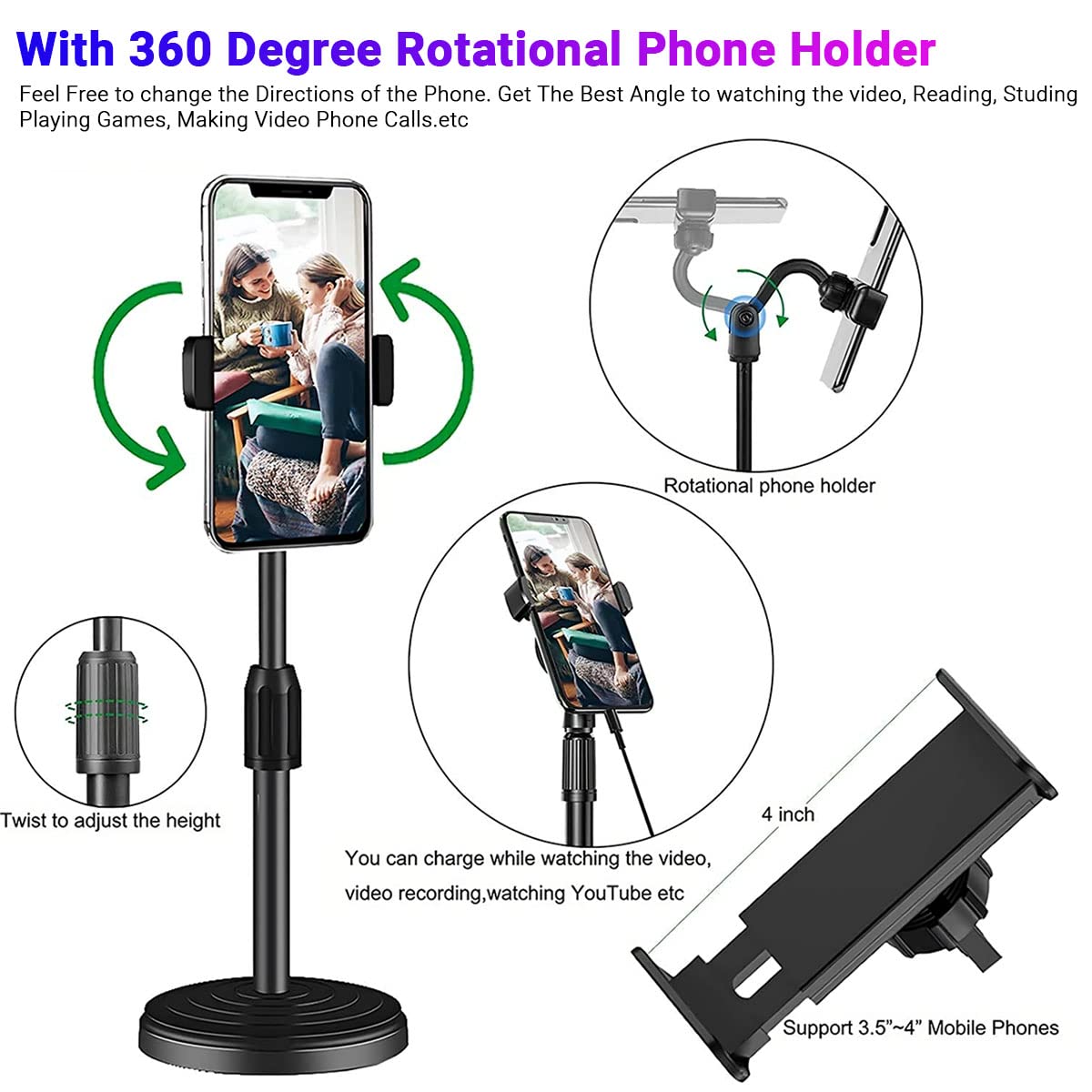 LIRAMARK Mobile Phone Charging Stand, Storage Holder, Bedside Fixed Rack, Home Organization and Storage Supplies, Bedroom Accessories, Office Accessories, Bathroom Accessories (Pack of 1)