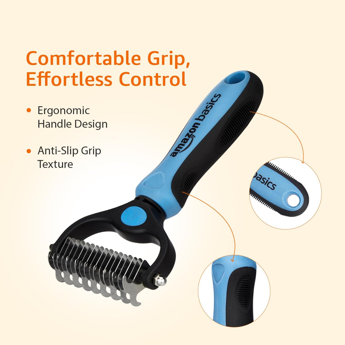 Amazon Basics Self Cleaning Slicker Pet Grooming Brush | Pet Cleaning Tool Suitable for All Pets | Rectangular Shape