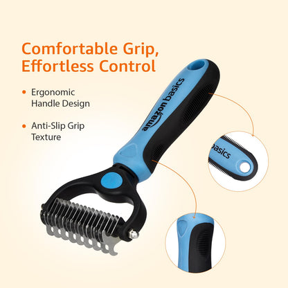 Amazon Basics Self Cleaning Slicker Pet Grooming Brush | Pet Cleaning Tool Suitable for All Pets | Rectangular Shape