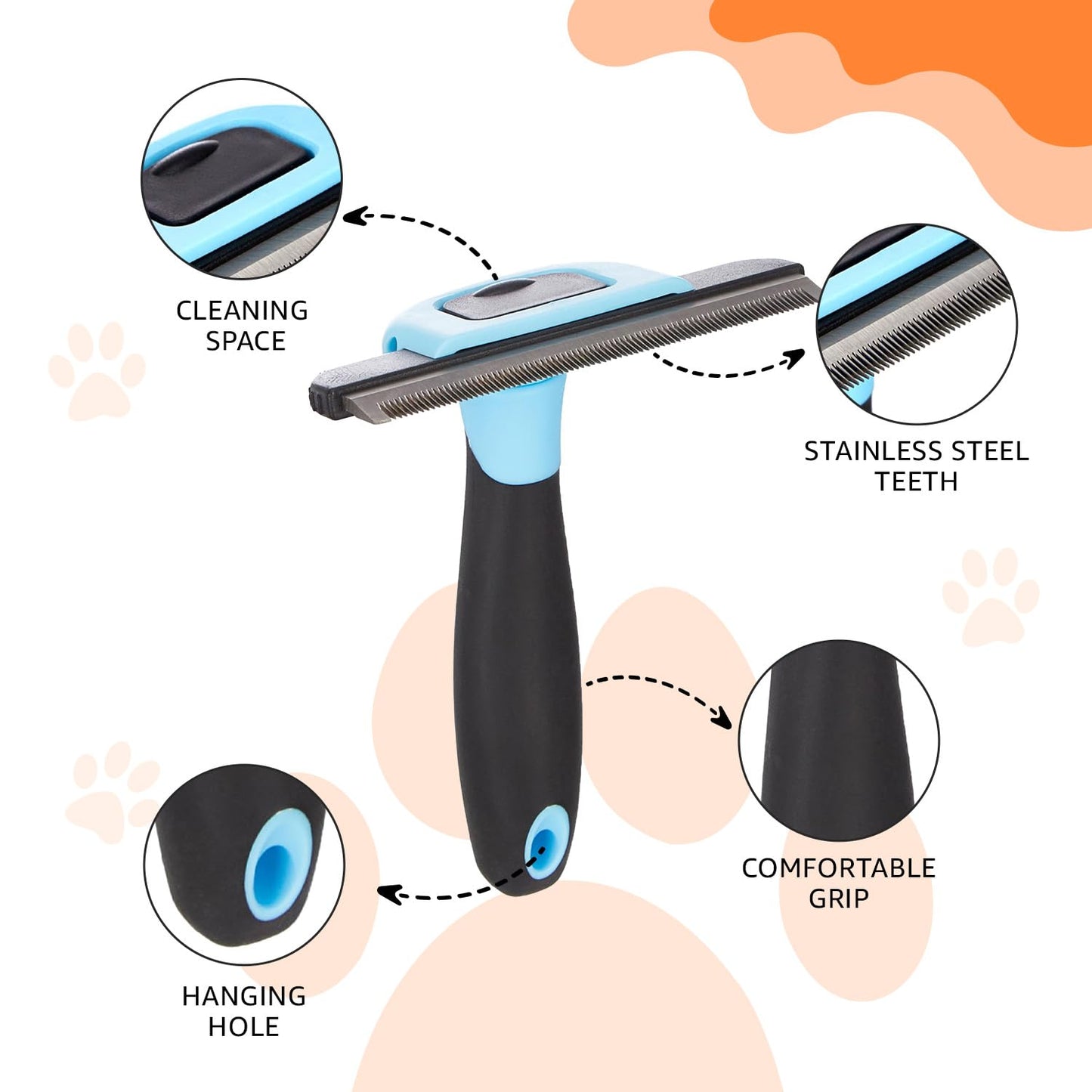 Amazon Basics Self Cleaning Slicker Pet Grooming Brush | Pet Cleaning Tool Suitable for All Pets | Rectangular Shape