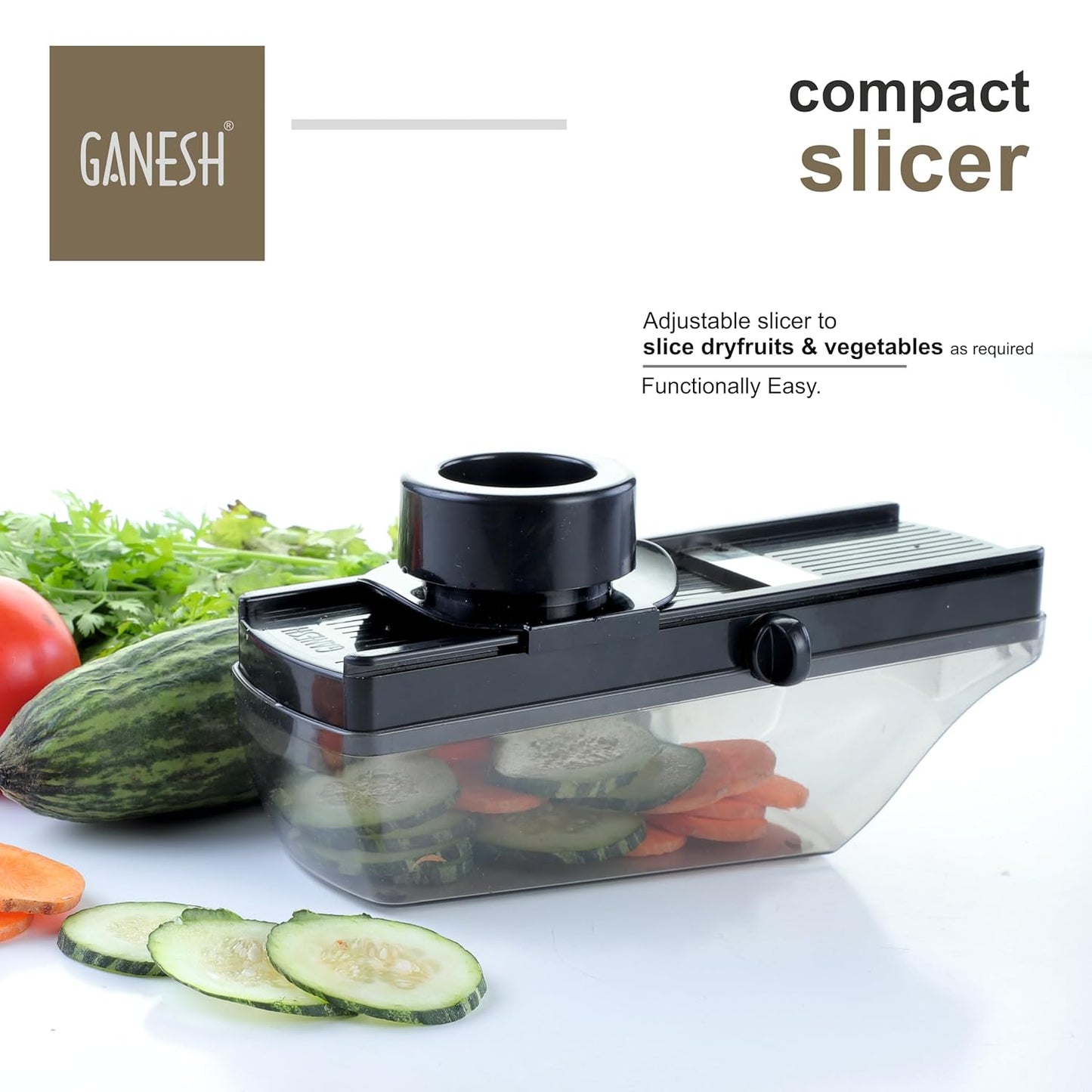 Ganesh Plastic Vegetable Slicer & Dry Fruit Cutter, Black