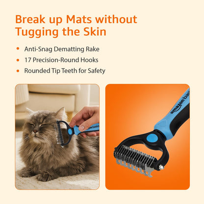 Amazon Basics Self Cleaning Slicker Pet Grooming Brush | Pet Cleaning Tool Suitable for All Pets | Rectangular Shape