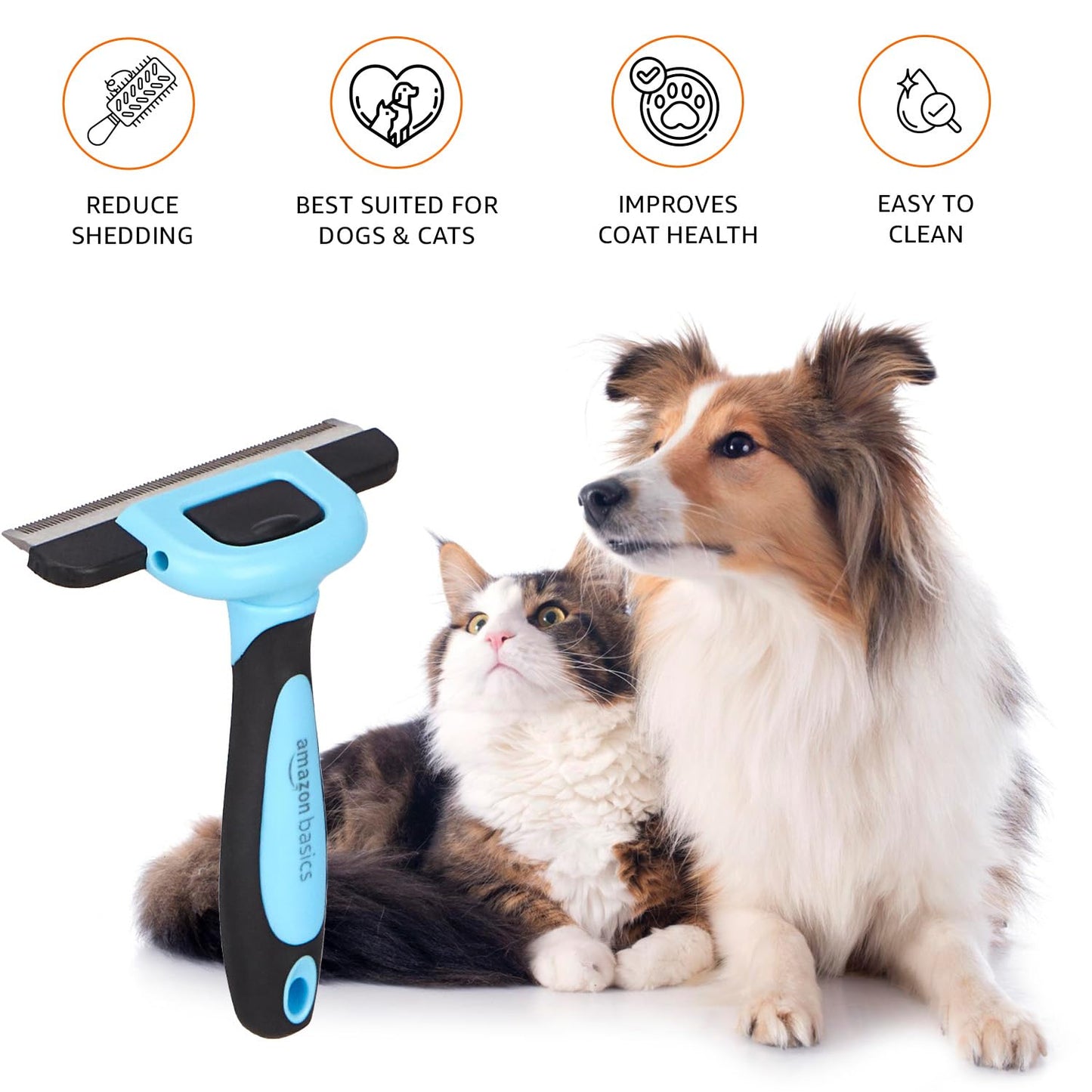Amazon Basics Self Cleaning Slicker Pet Grooming Brush | Pet Cleaning Tool Suitable for All Pets | Rectangular Shape