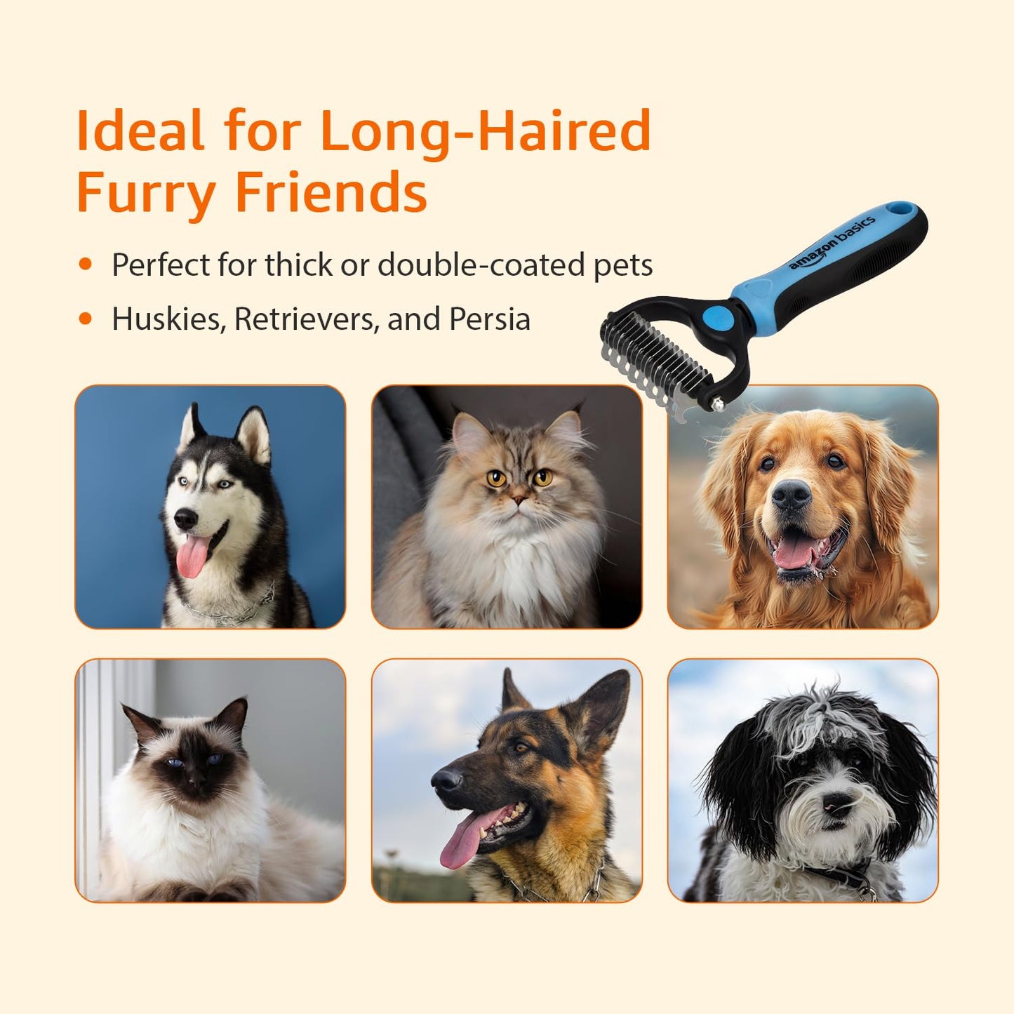 Amazon Basics Self Cleaning Slicker Pet Grooming Brush | Pet Cleaning Tool Suitable for All Pets | Rectangular Shape