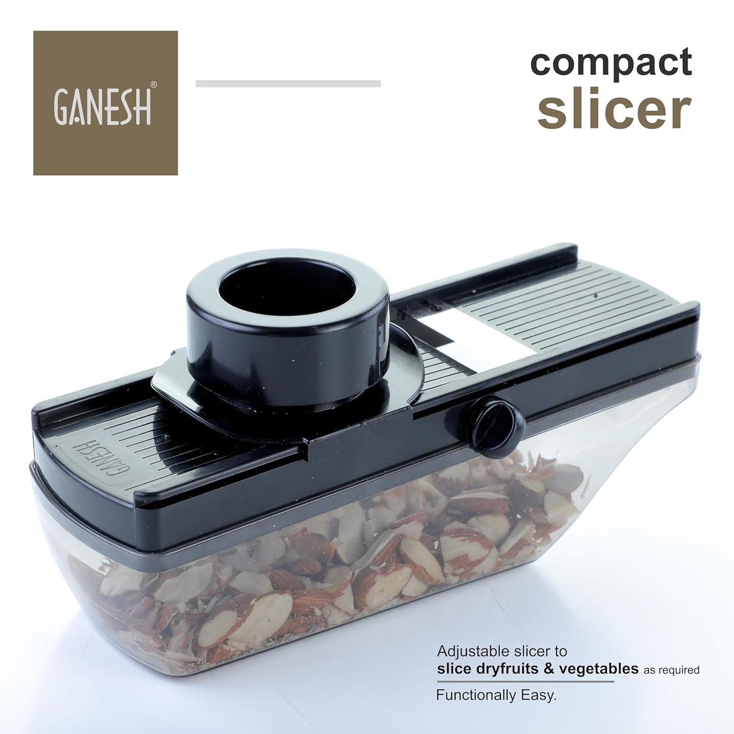 Ganesh Plastic Vegetable Slicer & Dry Fruit Cutter, Black